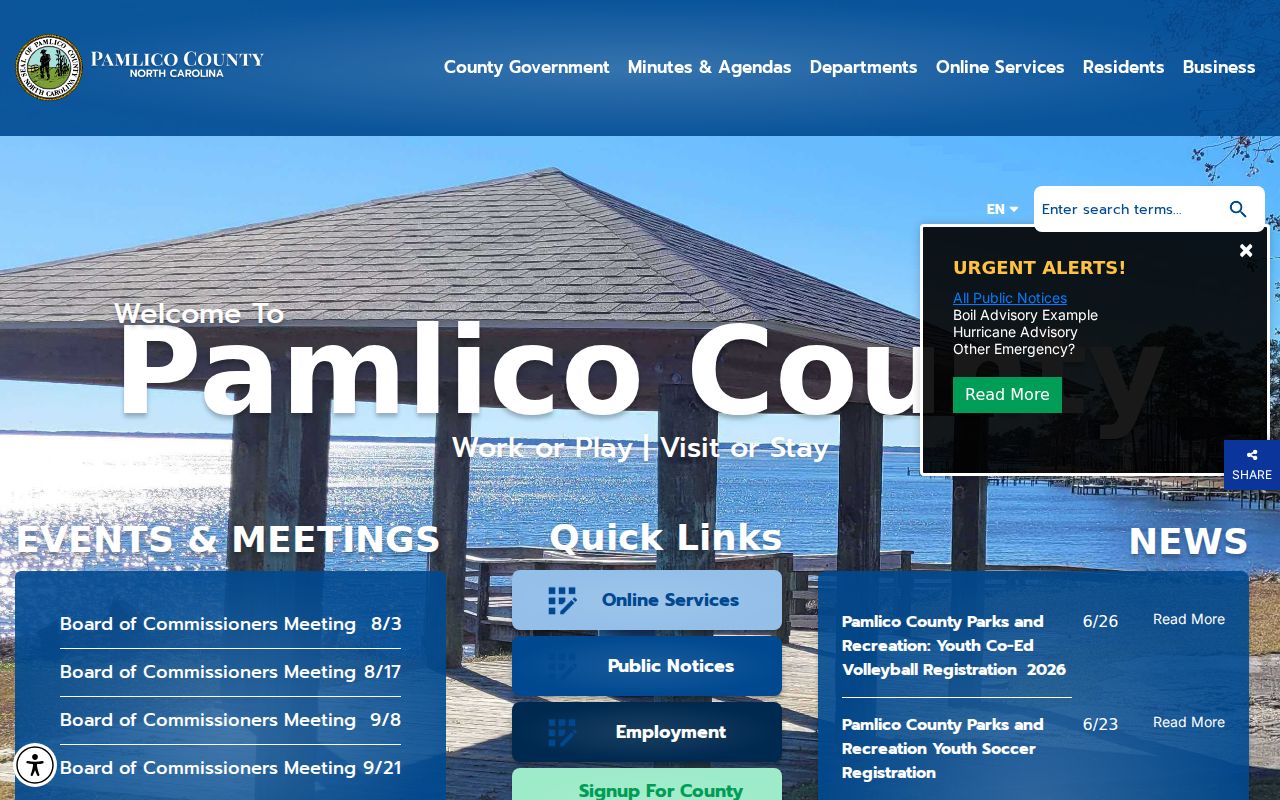Alliance criminal records routing through the official Pamlico County gateway