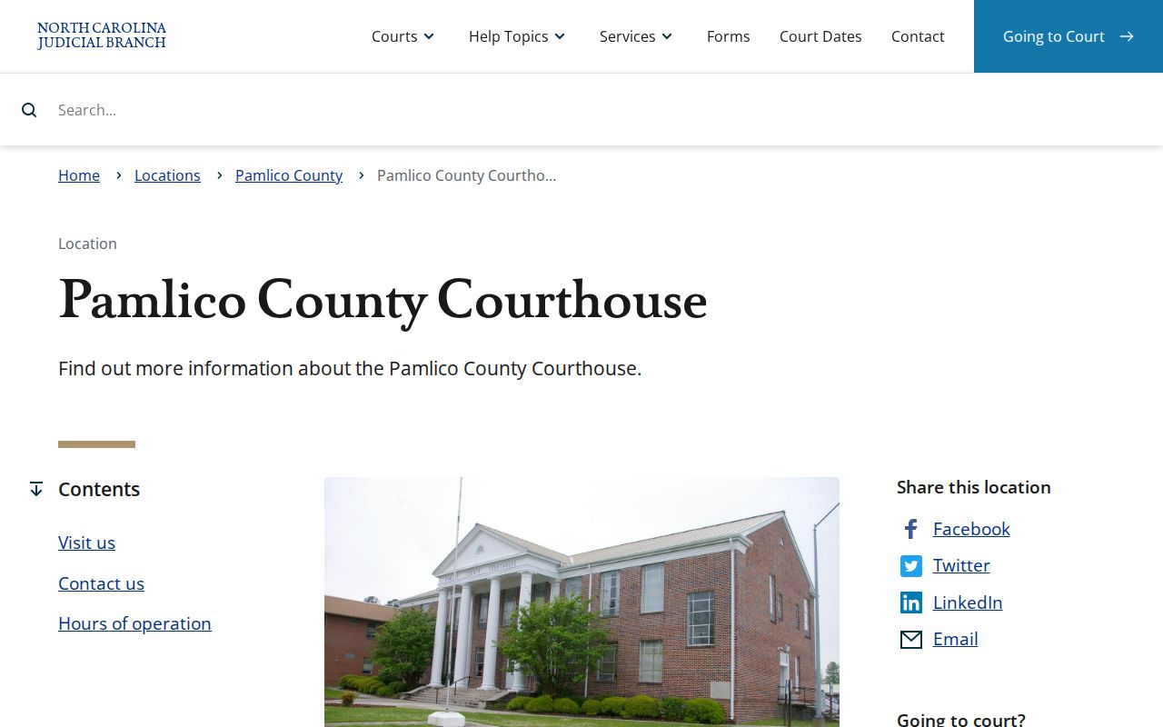Pamlico County criminal history courthouse contact panel