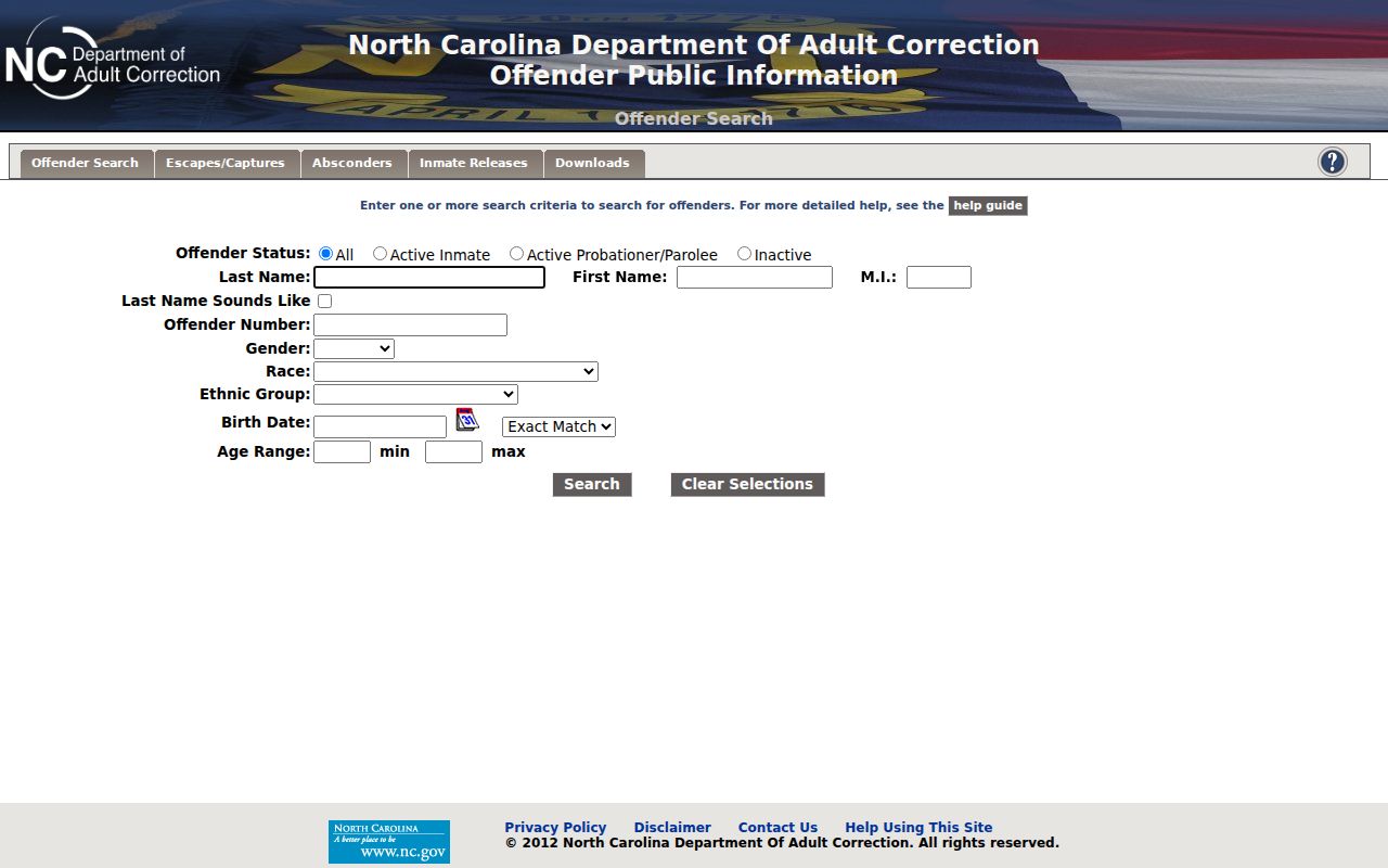 Pamlico County criminal history NCDAC offender search