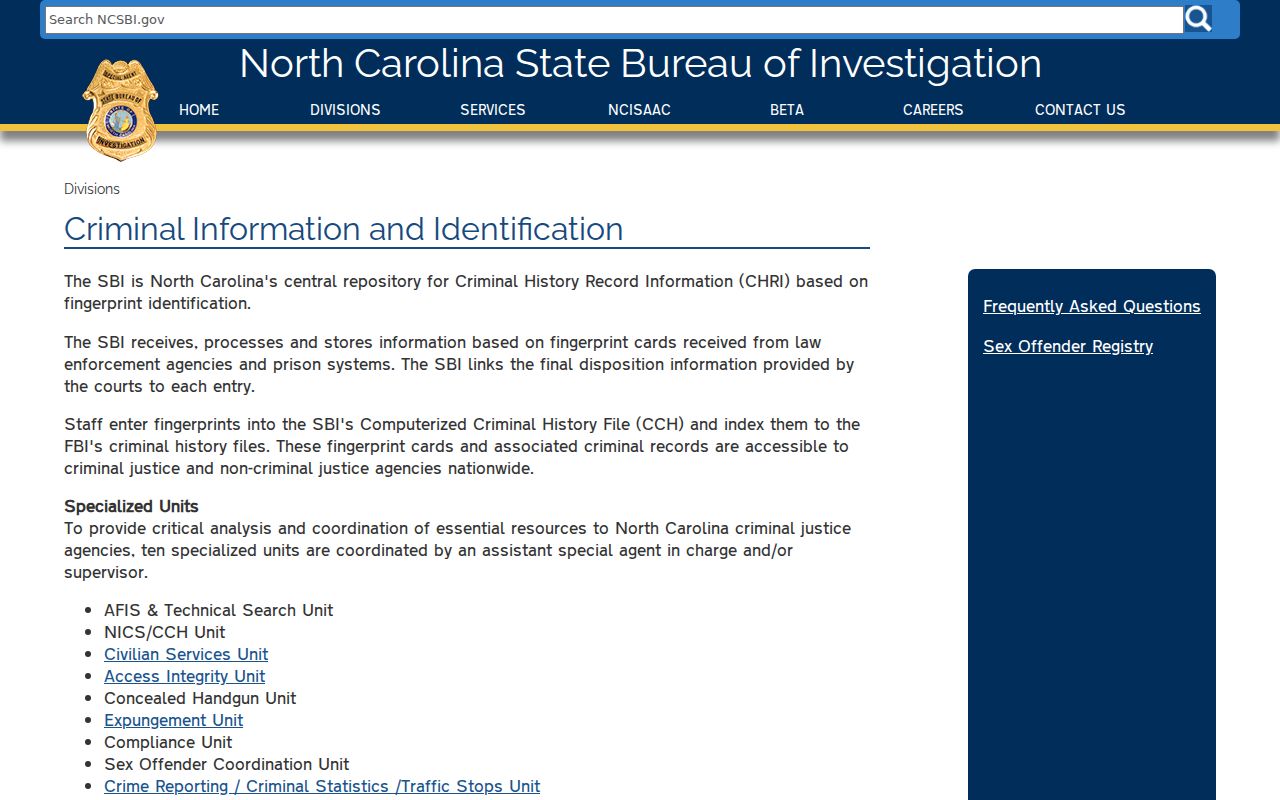 Pamlico County criminal history NCSBI repository information