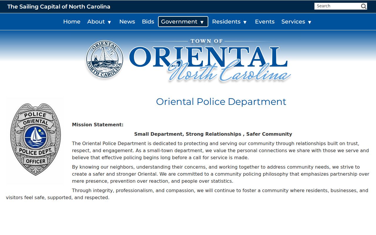 Oriental criminal records police department contact page