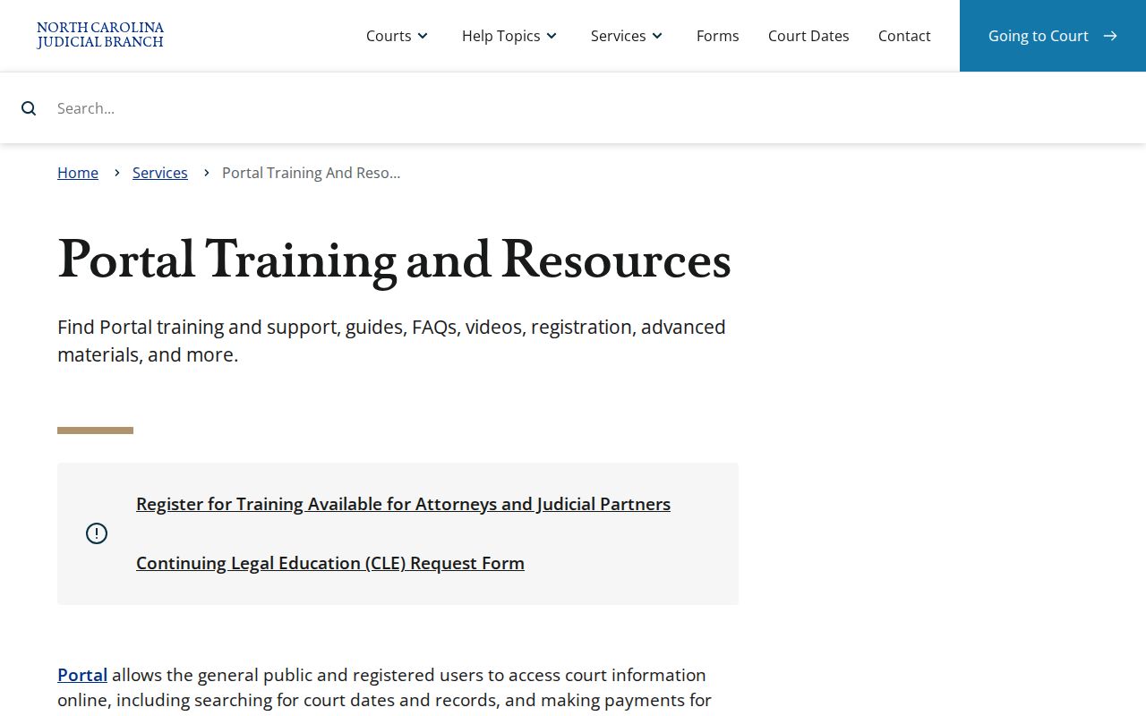 Pamlico County criminal court case Portal training resources