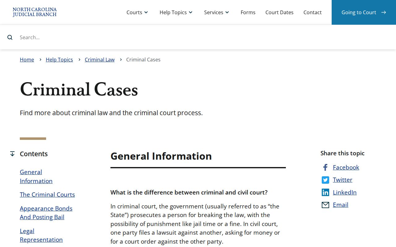 Pamlico County criminal court case stages and process
