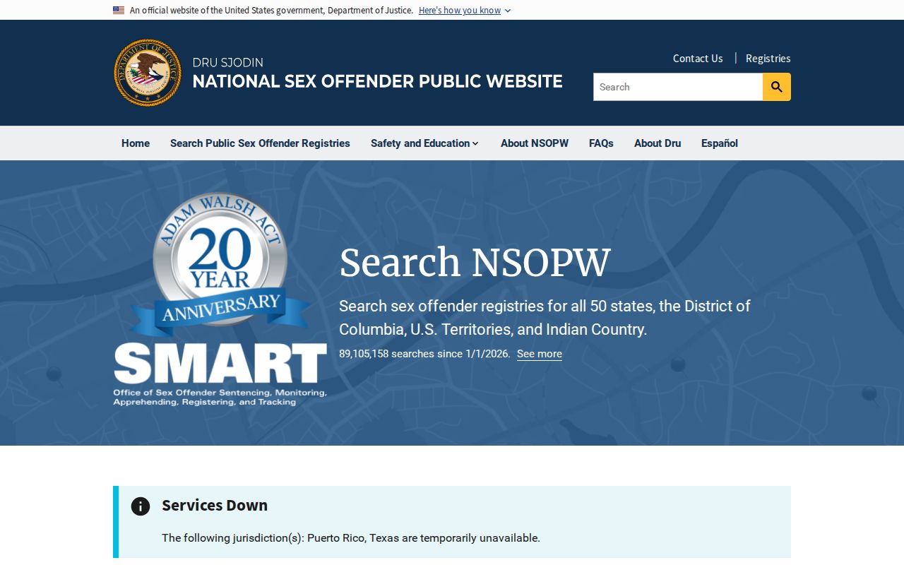National registry search supporting Pamlico County sex offender checks