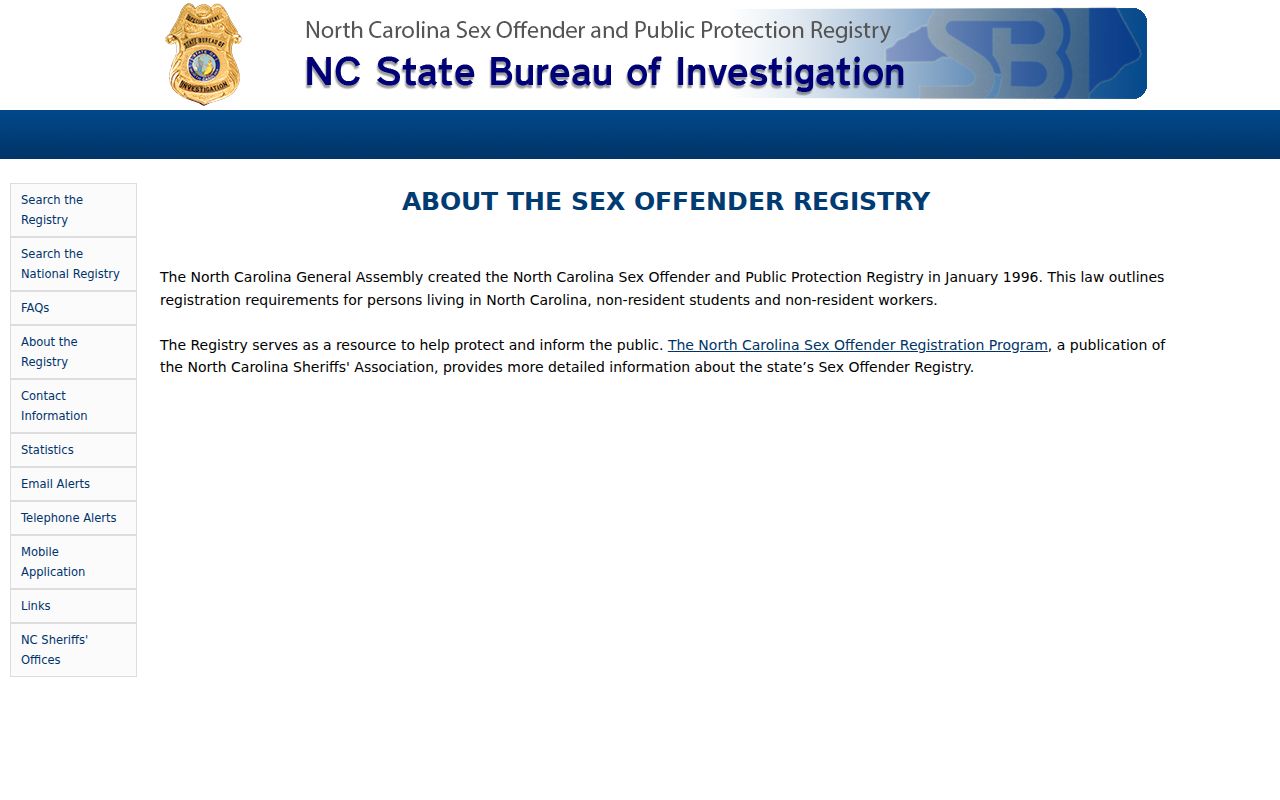 North Carolina registry scope for Pamlico County sex offender records